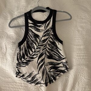 Free People Black and White Graphic Crop Tank Top